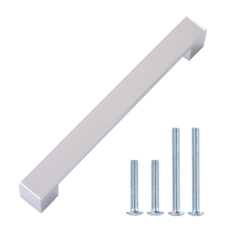 South Main Hardware Short Modern Cabinet Handle, 8.94" Length (7.56" Hole Center), Polished Chrome, 10PK SH205-PC-10